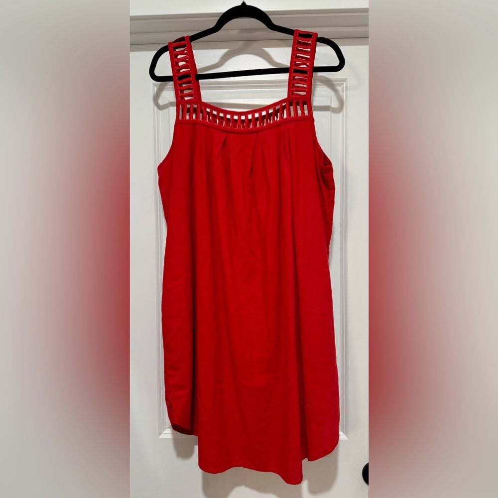 Velvet Heart Bold Red Linen Blend Sundress Size‎ L NWOT